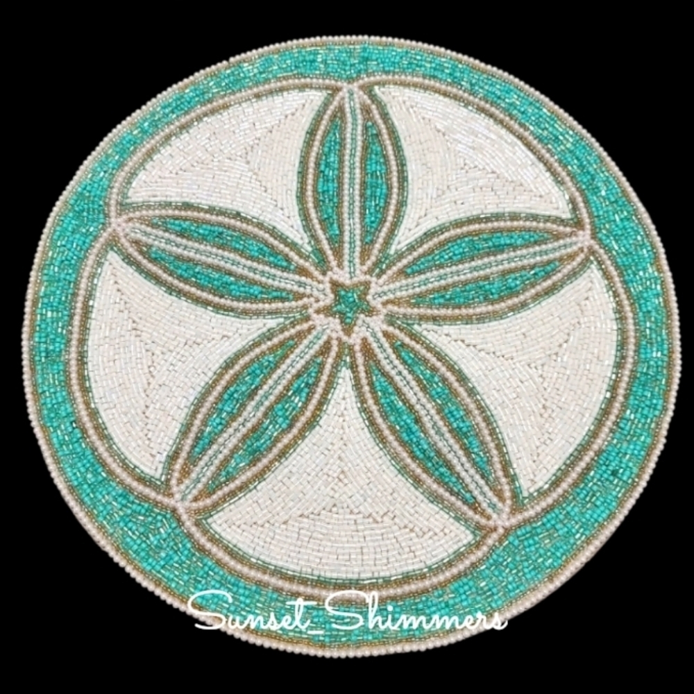 Coastal Collection Sand Dollar  Beaded Placemat Charger Centerpiece NEW